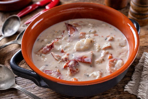 Bowl Hearty Delicious Lobster Chowder — стоковое фото