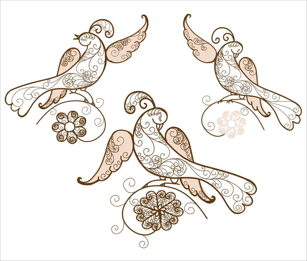 Three bird ornament vector — Stock Vector