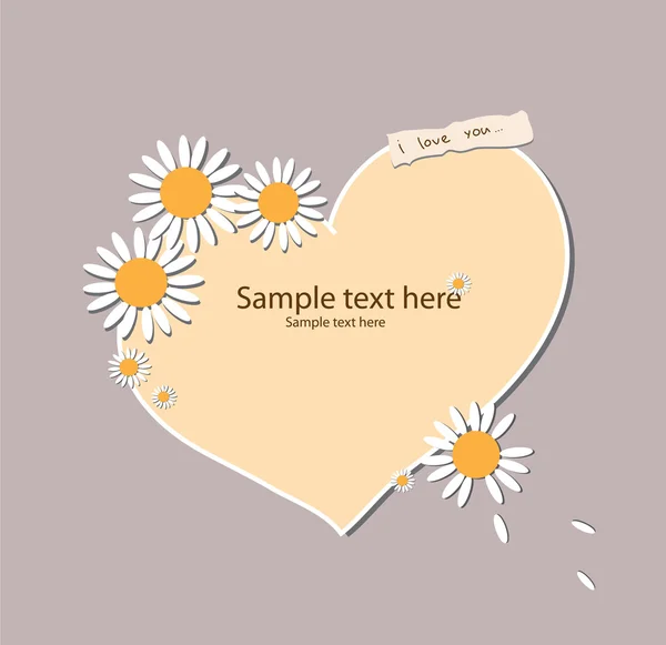 Heart frame with chamomile — Stock Vector