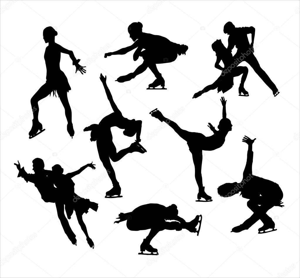 Figure skating silhouette vectors