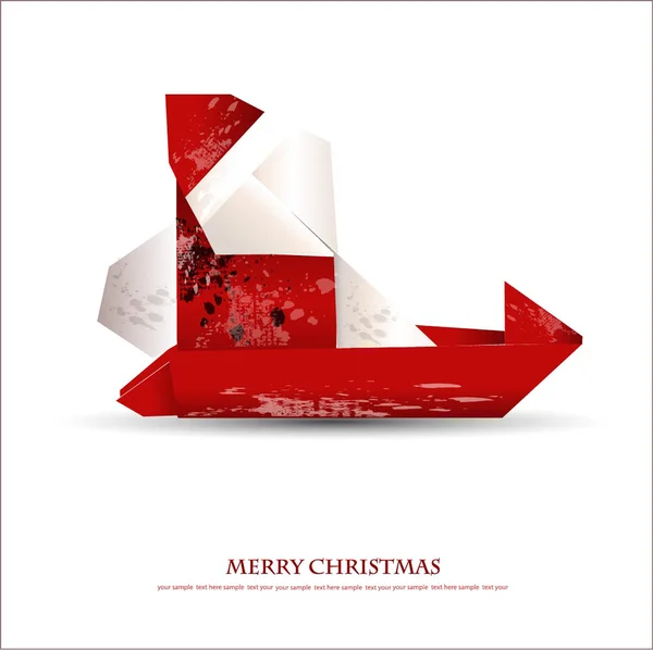 Merry christmas gratulationskort - illustration med jultomten i origami stil — Stock vektor