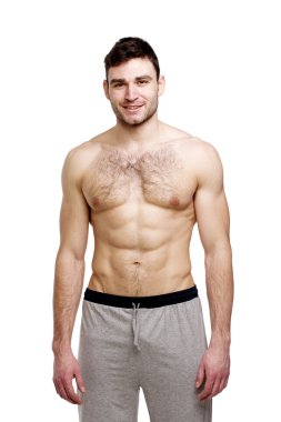 üstsüz adam durdu izole beyaz zemin üzerine