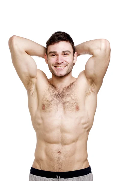 üstsüz adam durdu izole beyaz zemin üzerine