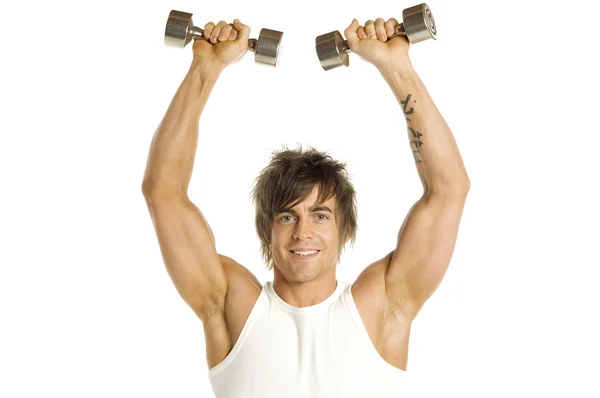 Man working out isolated on a white background — Stock Photo, Image