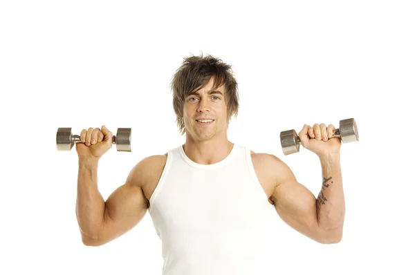 Man working out isolated on a white background — Stock Photo, Image