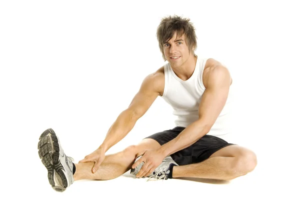 Muž, cvičit, izolované na bílém pozadí — Stock fotografie