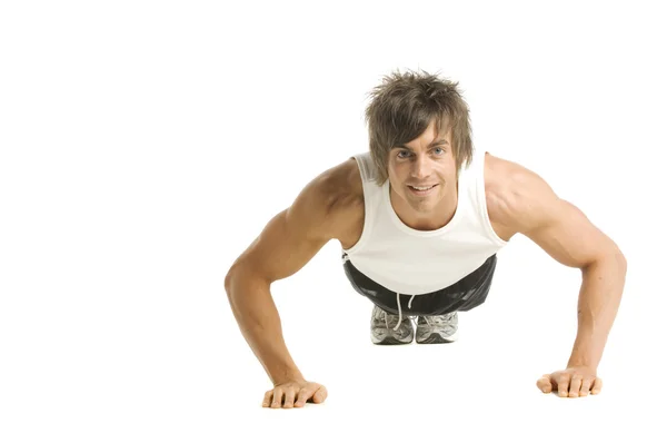 Man working out isolated on a white background — Stock Photo, Image