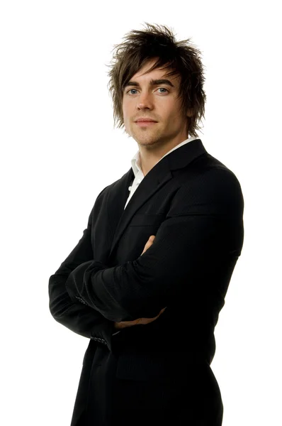 Young man in a suit isolated on a white background — Stock Photo, Image