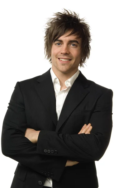 Young man in a suit isolated on a white background — Stock Photo, Image