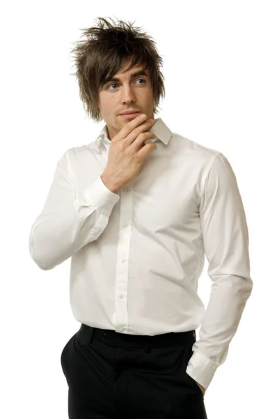 Young man in a shirt isolated on a white background — Stock Photo, Image