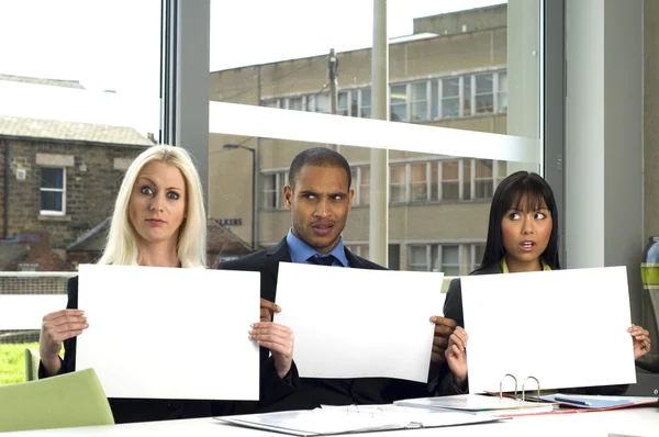 Three workers in a business meeting — Stock Photo, Image