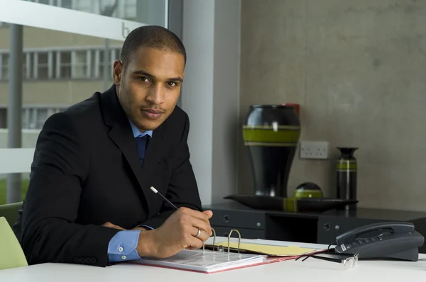 Business man doing paper work — Stock Photo, Image