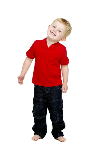 Young boy isolated on a white background — Stock Photo, Image