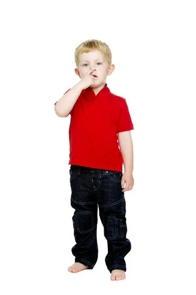 Young boy isolated on a white background — Stock Photo, Image