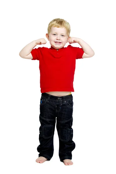 흰색 배경에 고립 된 어린 소년 — 스톡 사진