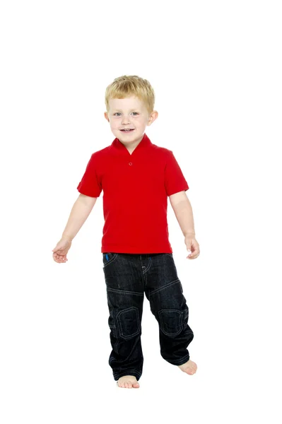 Young boy isolated on a white background — Stock Photo, Image