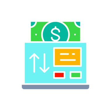 Vektör çevrimiçi ödeme, mobil bankacılık beyaz çizgi simgesi.