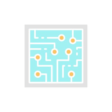 İşlemci, bilgisayar çipi, elektronik devre, işlemci beyaz çizgi simgesi.