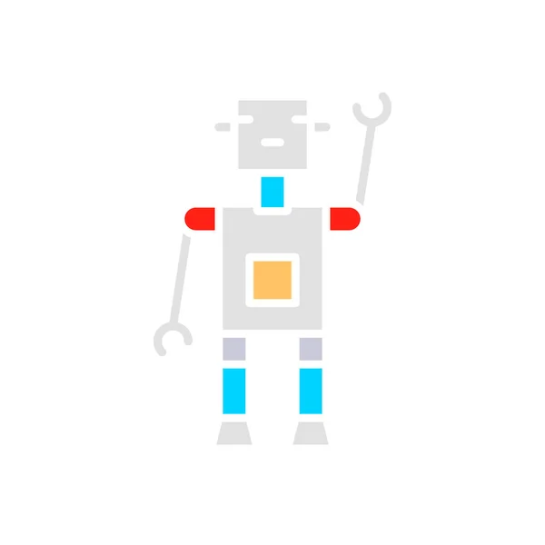 Robô, bot, chatbot, ícone de linha branca de inteligência artificial. — Vetor de Stock