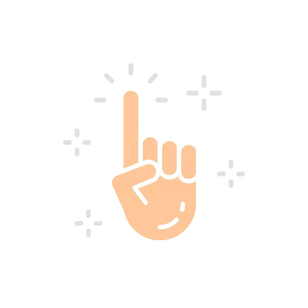 Vector wijsvinger, schone hand, cursor, klik op witte lijn pictogram. — Stockvector