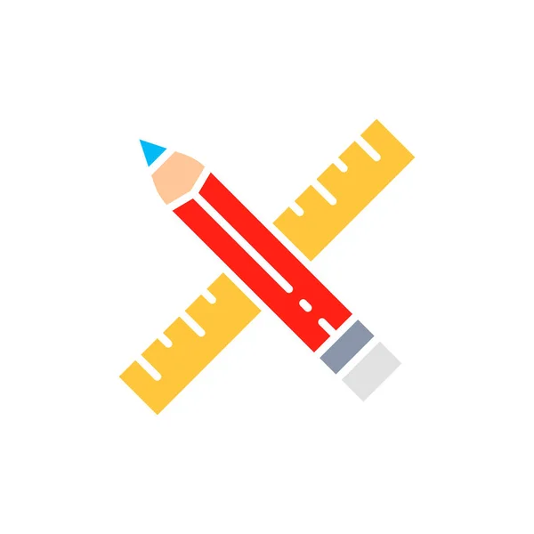 Vektor ceruza és vonalzó, projekt, művészet fehér vonal ikon. — Stock Vector