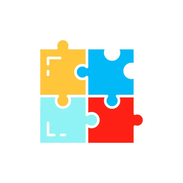 Vector puzzle, simple solutions, compatibility, solving problem white line icon.