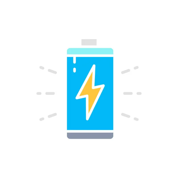 Vector battery, accumulator charging white line icon. — Stock Vector