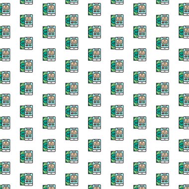 Çeşitli simgelerle vektör ödeme yöntemleri, POS terminali, bankacılık, kredi kartı deseni.