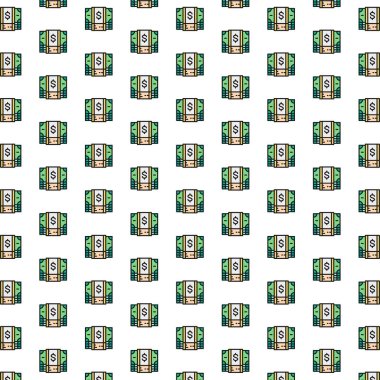 Çeşitli simgelerle para, para, dolar, banknot deseni.