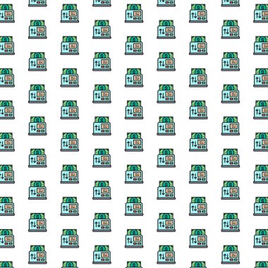 Çeşitli simgelerle vektör çevrimiçi ödeme, mobil bankacılık deseni.