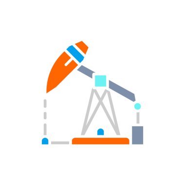 Vektör petrol platformu, benzin istasyonu, pompa beyaz çizgi simgesi.