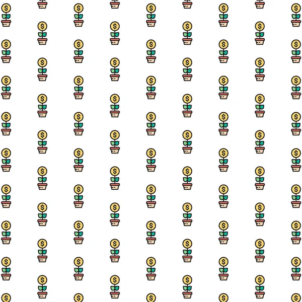 Vektör para ağacı, finansal yatırımlar, tasarruf etmek, çeşitli simgelerle yatırım yapmak.