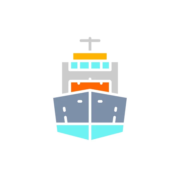 Vector cargo ship, oil transportation, steamer, cruise white line icon. — Stock Vector