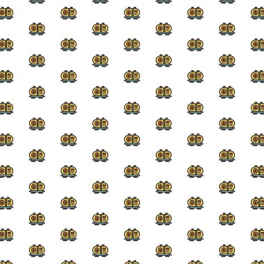 Vektör yağ tankı, yakıt desenli, çeşitli simgelerle dolu petrol vagonu..