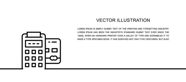 Tarjeta de crédito Vector POS, terminal bancaria, métodos de pago icono de una línea. Ilustración continua de una línea. — Vector de stock