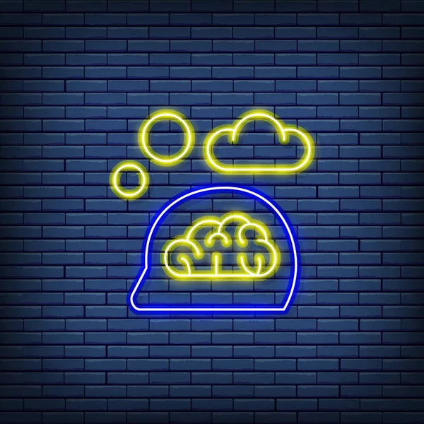 Vector think, thought, idea, mind, dream cloud, dialog neon sign. — Stock Vector