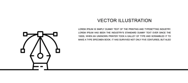 Vektor-Stift-Werkzeug, Computergrafik, Kurvenkontrollpunkt ein Liniensymbol. Eine durchgehende Linie — Stockvektor