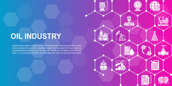 Шаблон дизайна веб-страницы нефтяной промышленности. Топливный грузовик, инженер, бензин, грузовой флаг для сайта заголовок и страница посадки, инфографика.