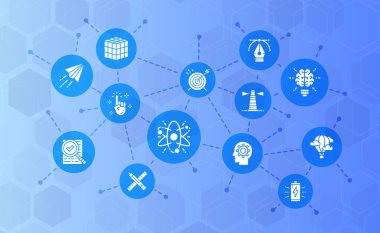 Yaratıcı tanıtım simgeleri. Yenilik, başlangıç, sanat çalışması, proje, web tasarım afişi ve sunumu fikri.