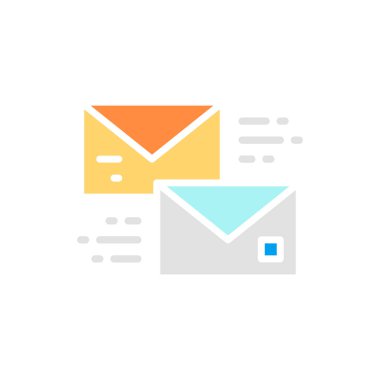 Vektör mektubu, iletişim, diyalog beyaz çizgi simgesi.