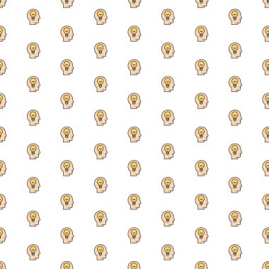 Lambalı vektör başı, fikir üretimi, çeşitli simgelerle bilgi deseni.