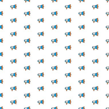 Vektör megafon, çeşitli simgelerle hoparlör deseni. Sembol dokusu tasarımı.