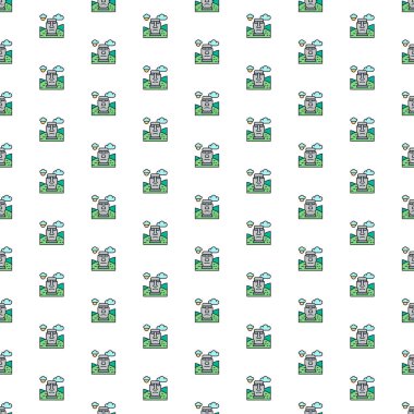 Kiev, Ukrayna - 1 Mart 2022: Vektör Paskalya Adası, Şili, çeşitli simgelerle simge deseni.