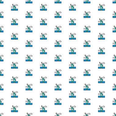 Kiev, Ukrayna - 1 Mart 2022: ABD 'nin Vektör Özgürlük Heykeli, çeşitli simgelere sahip simge deseni.