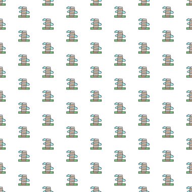 Kiev, Ukrayna - 1 Mart 2022: Pisa, İtalya 'nın vektör kulesi, çeşitli simgelerle simge deseni.