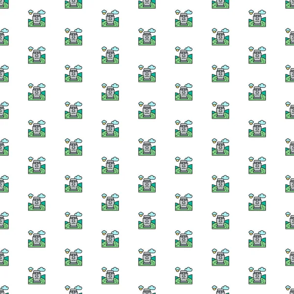 Kiev, Ukrayna - 1 Mart 2022: Vektör Paskalya Adası, Şili, çeşitli simgelerle simge deseni.