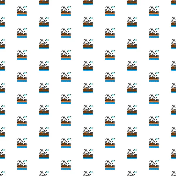 Kiev, Ukrayna - 1 Mart 2022: Vektör Sydney Opera Evi, Avustralya, çeşitli simgelerle tarihi eser.