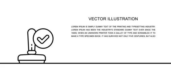 Vector genehmigte Stempel, akzeptierte ein Zeilensymbol. Durchgehende einzeilige Illustration. — Stockvektor