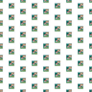 Çeşitli simgelerle vektör kulübesi manzara deseni.