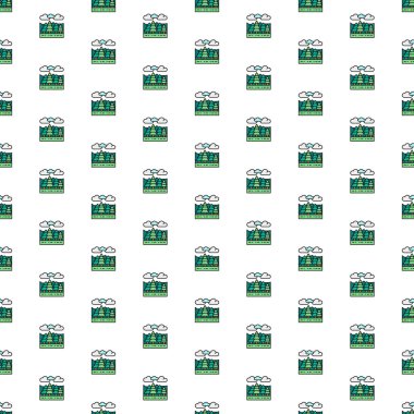 Vektör ormanı, ağaçlar çeşitli simgelerle şekillenmiş. Sembol dokusu tasarımı.